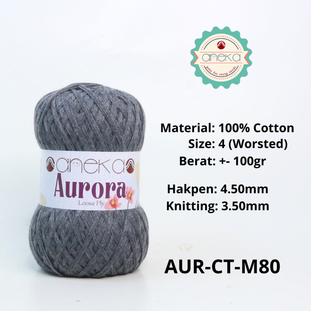 KATALOG - Benang Rajut Knitting Aurora Katun / Single Color Loose Ply Crochet Yarn