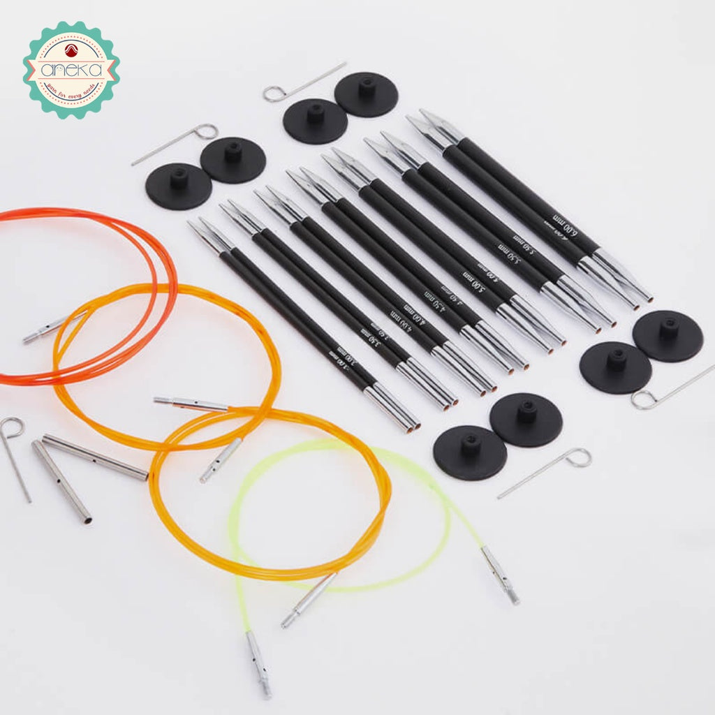 KnitPro Karbonz Carbon - Alat / Jarum Rajut Interchangeable Needle Set ( Deluxe Set)