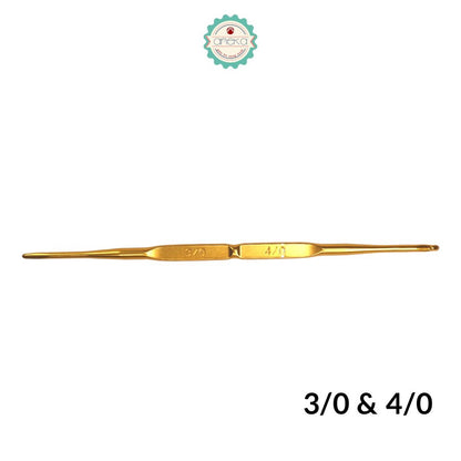 PCS - Hakpen (Alat/Jarum Rajut) Tulip Gold / Double Pointed Crochet Hooks Alumunium