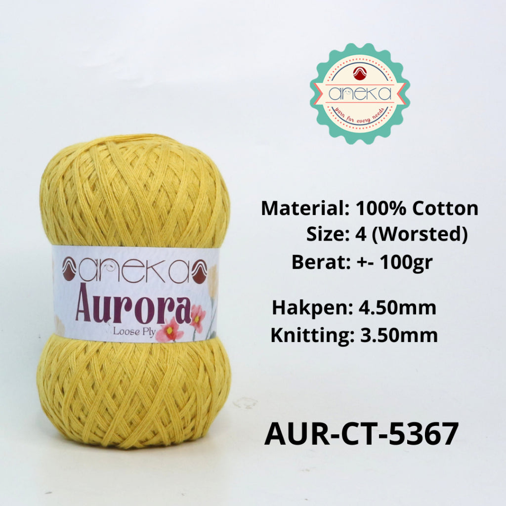 KATALOG - Benang Rajut Knitting Aurora Katun / Single Color Loose Ply Crochet Yarn