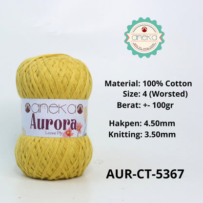 KATALOG - Benang Rajut Knitting Aurora Katun / Single Color Loose Ply Crochet Yarn