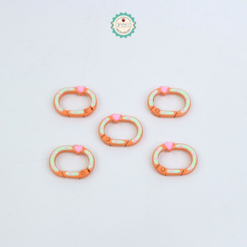 ANEKA - [5PCS] Kait Carabiner Oval Motif Polkadot Warna / Oval Ring Clasp Spring Gate Keychain Premium