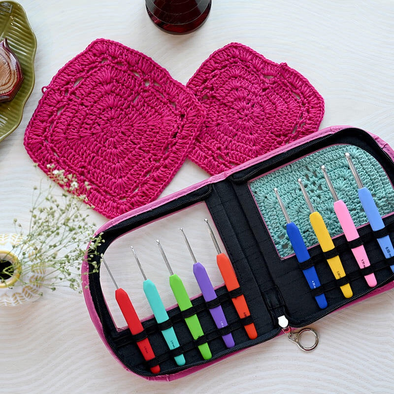 KnitPro - Hakpen (Alat / Jarum Rajut) Alumunium Waves Set Of Colorful Crochet Hooks ( Pack Of 9 Hooks )