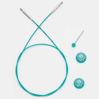 KnitPro - Teal Nylon coated Stainless Steel Swivel Cables - Mindful Collection