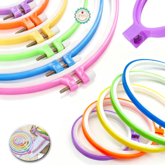 KATALOG - Pemidangan Plastik Bulat Warna-Warni / DIY Frame Embroidery Hoops Rings Needlecraft