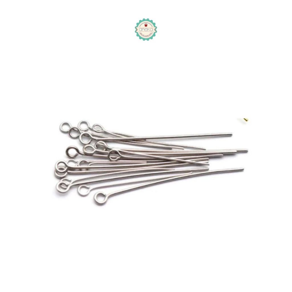 ANEKA - [14gr / +- 100PCS] Paku Manik / Kerajinan /  Flat Round Ball Eye Head Metal Pins Jewelry Accessories