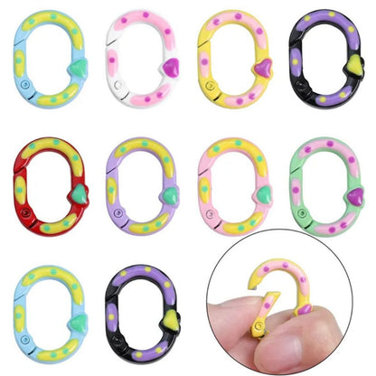 ANEKA - [5PCS] Kait Carabiner Oval Motif Polkadot Warna / Oval Ring Clasp Spring Gate Keychain Premium