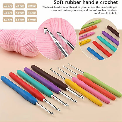ANEKA - Alat Rajut Hakpen Set Gagang Karet Case Pink / Crochet Hook