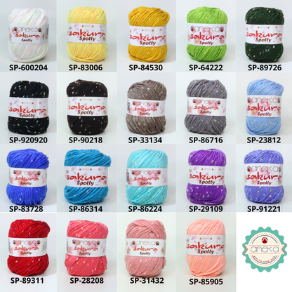 KATALOG - Benang Rajut Sakura Spotty Bintik Kuning