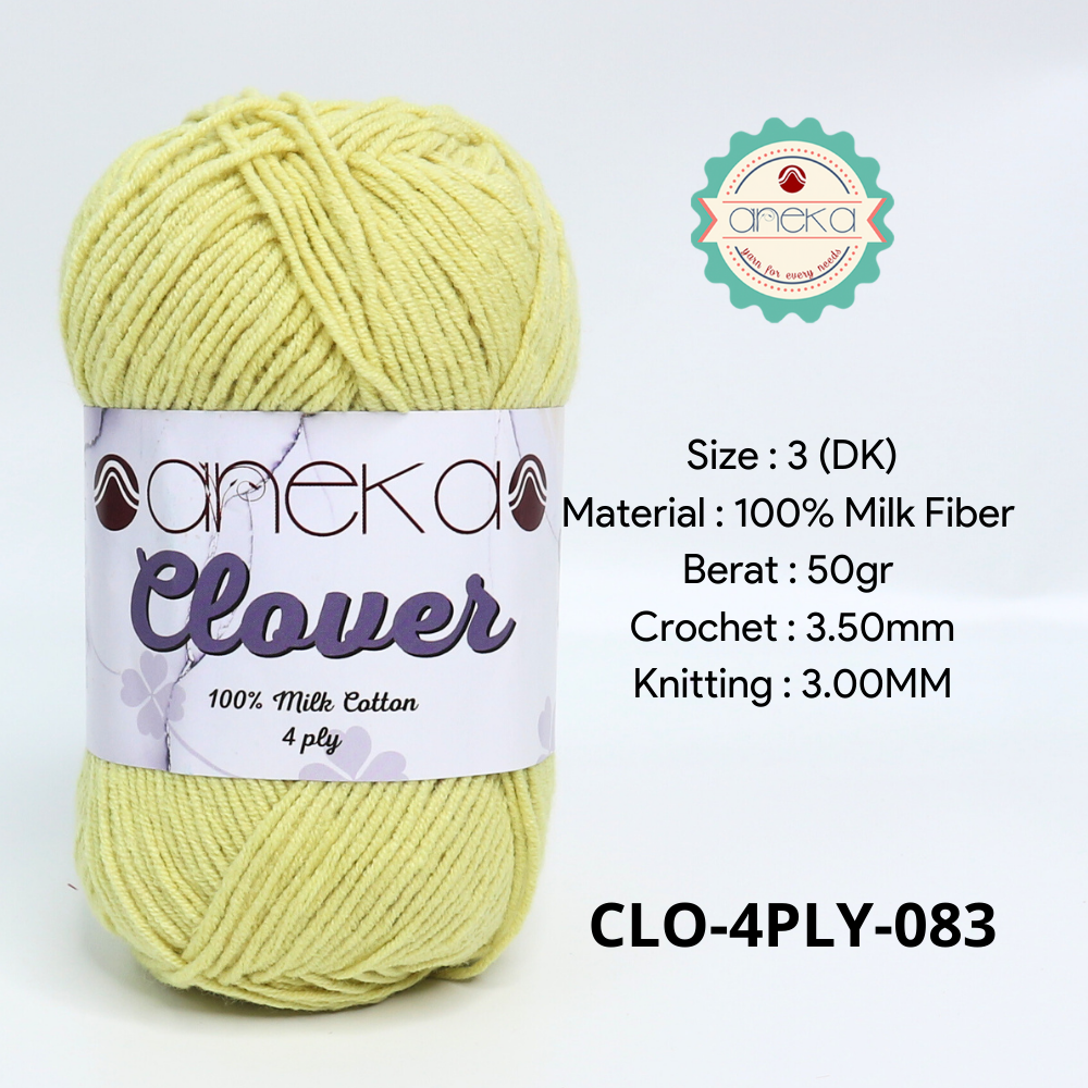 KATALOG - Benang Rajut Clover Katun Susu 4 PLY / 100% Milk Fiber Premium Crochet Knitting Yarn