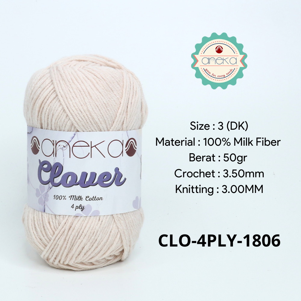 KATALOG - Benang Rajut Clover Katun Susu 4 PLY / 100% Milk Fiber Premium Crochet Knitting Yarn