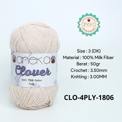 KATALOG - Benang Rajut Clover Katun Susu 4 PLY / 100% Milk Fiber Premium Crochet Knitting Yarn