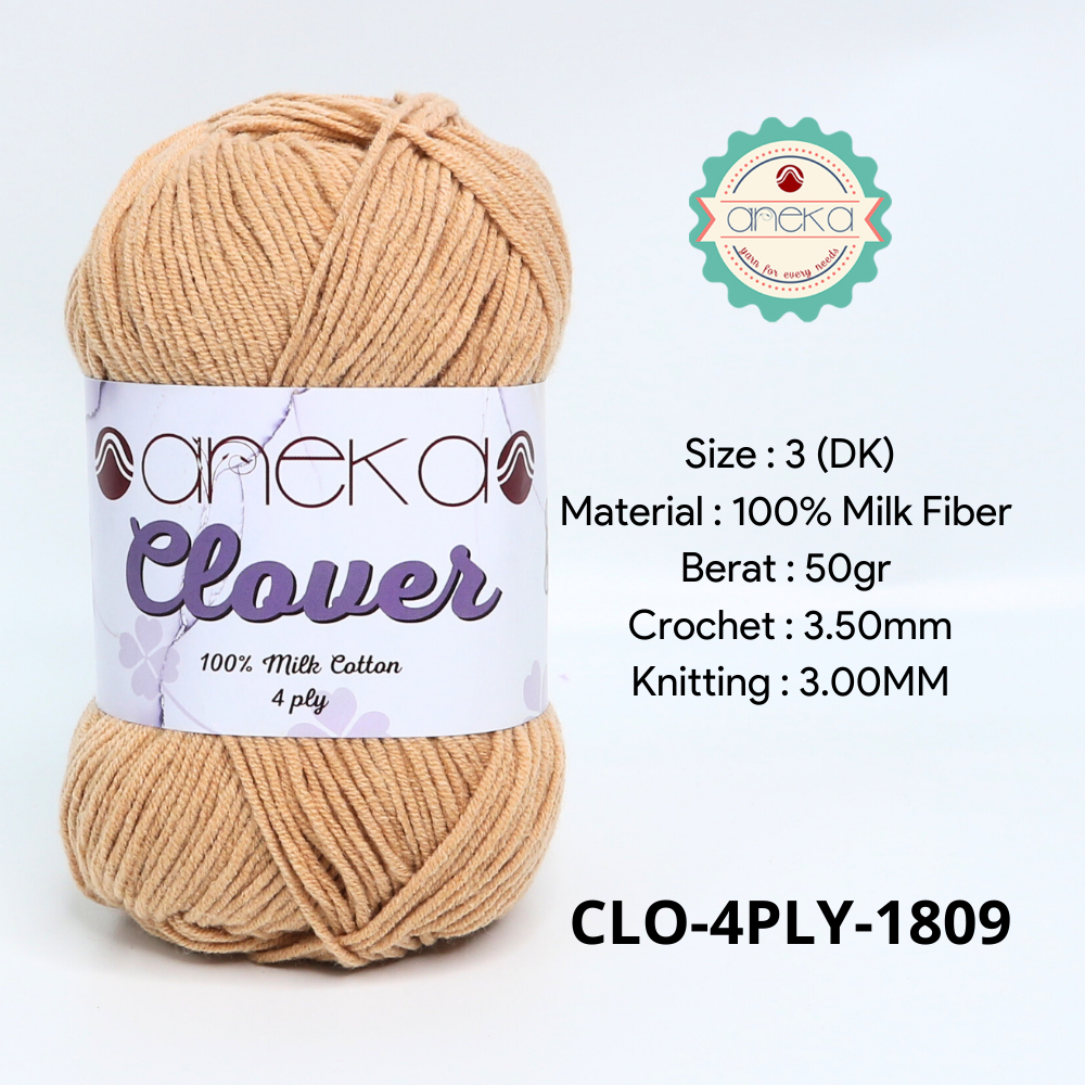 KATALOG - Benang Rajut Clover Katun Susu 4 PLY / 100% Milk Fiber Premium Crochet Knitting Yarn