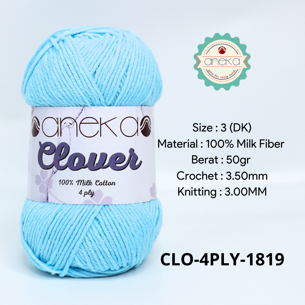 KATALOG - Benang Rajut Clover Katun Susu 4 PLY / 100% Milk Fiber Premium Crochet Knitting Yarn