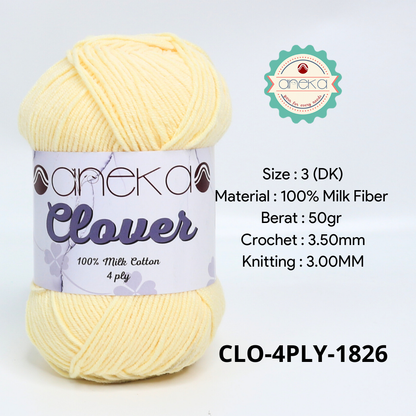 KATALOG - Benang Rajut Clover Katun Susu 4 PLY / 100% Milk Fiber Premium Crochet Knitting Yarn