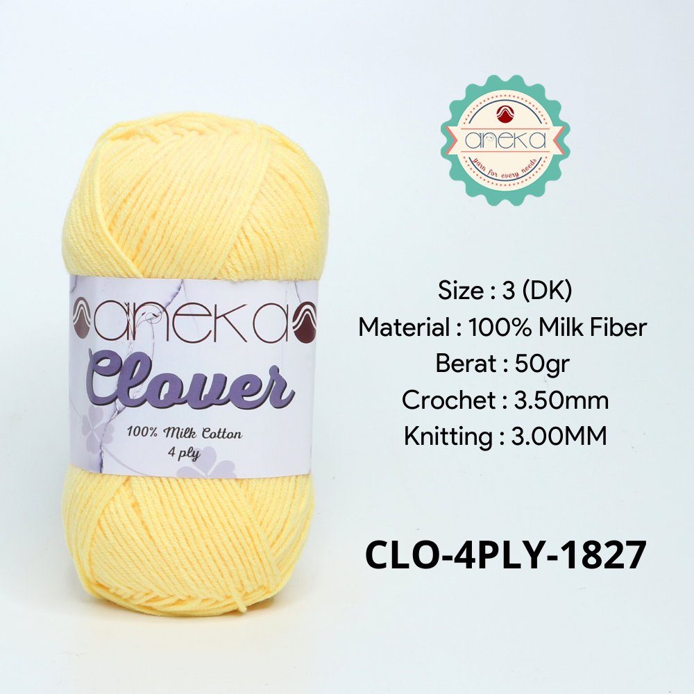 KATALOG - Benang Rajut Clover Katun Susu 4 PLY / 100% Milk Fiber Premium Crochet Knitting Yarn