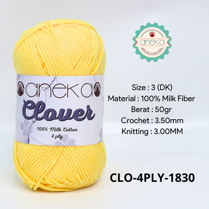 KATALOG - Benang Rajut Clover Katun Susu 4 PLY / 100% Milk Fiber Premium Crochet Knitting Yarn