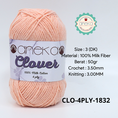 KATALOG - Benang Rajut Clover Katun Susu 4 PLY / 100% Milk Fiber Premium Crochet Knitting Yarn