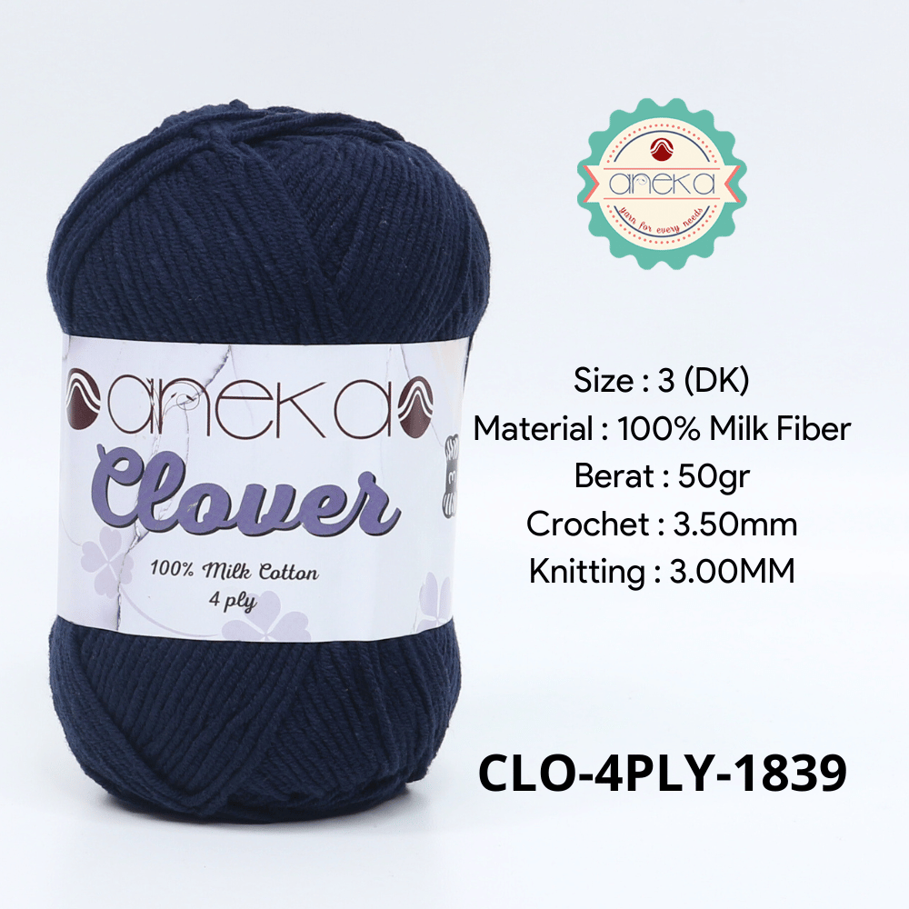 KATALOG - Benang Rajut Clover Katun Susu 4 PLY / 100% Milk Fiber Premium Crochet Knitting Yarn