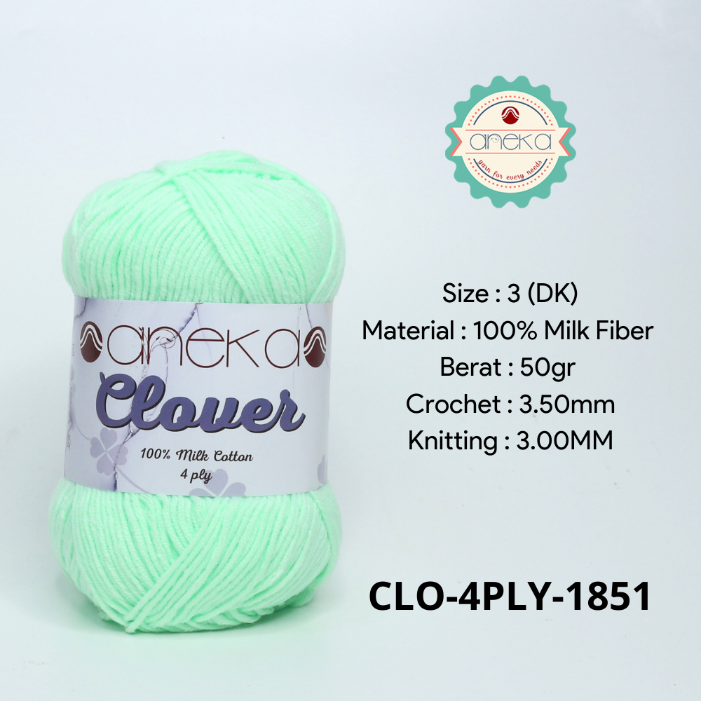 KATALOG - Benang Rajut Clover Katun Susu 4 PLY / 100% Milk Fiber Premium Crochet Knitting Yarn