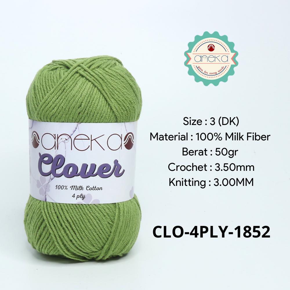 KATALOG - Benang Rajut Clover Katun Susu 4 PLY / 100% Milk Fiber Premium Crochet Knitting Yarn