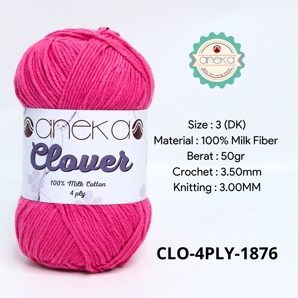 KATALOG - Benang Rajut Clover Katun Susu 4 PLY / 100% Milk Fiber Premium Crochet Knitting Yarn