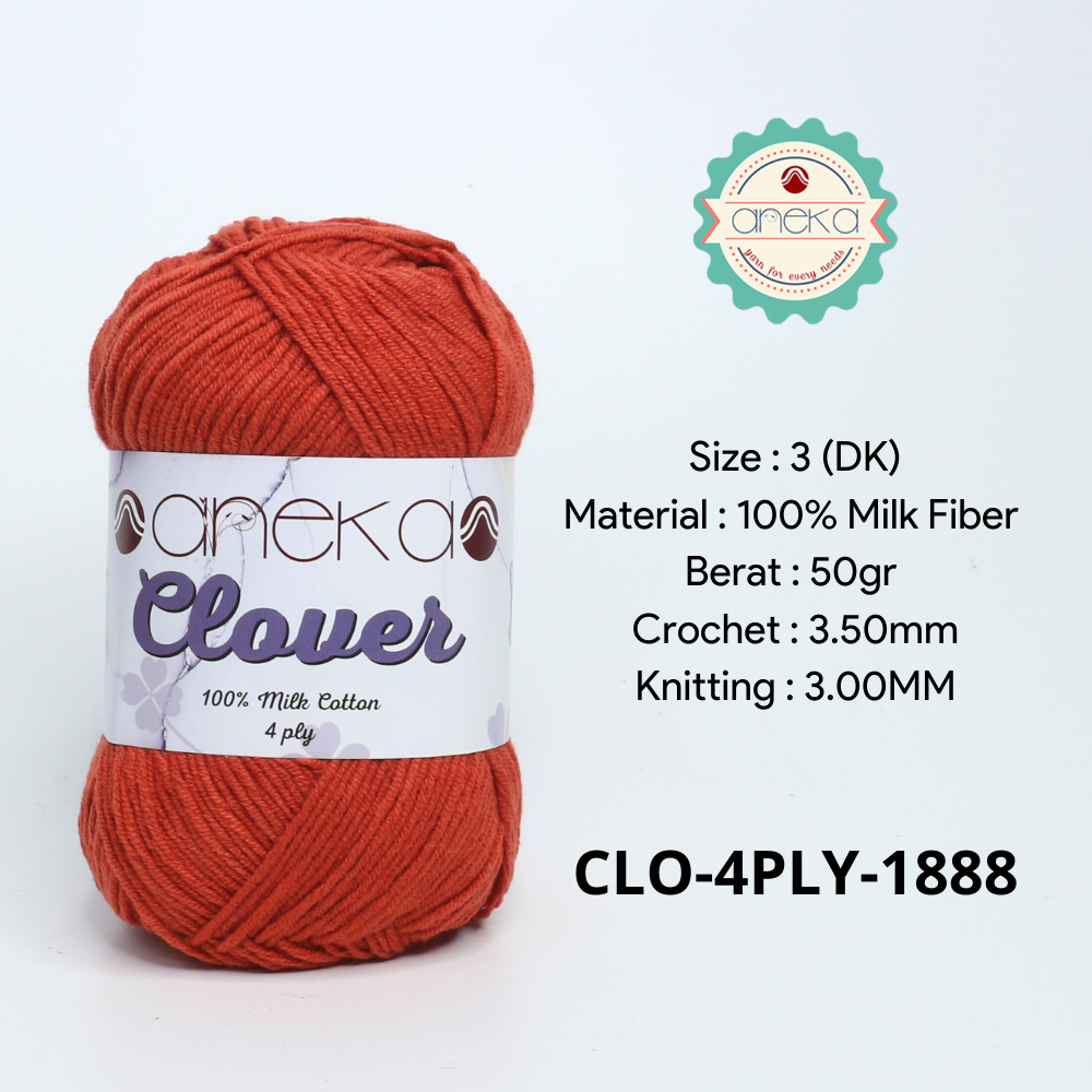 KATALOG - Benang Rajut Clover Katun Susu 4 PLY / 100% Milk Fiber Premium Crochet Knitting Yarn