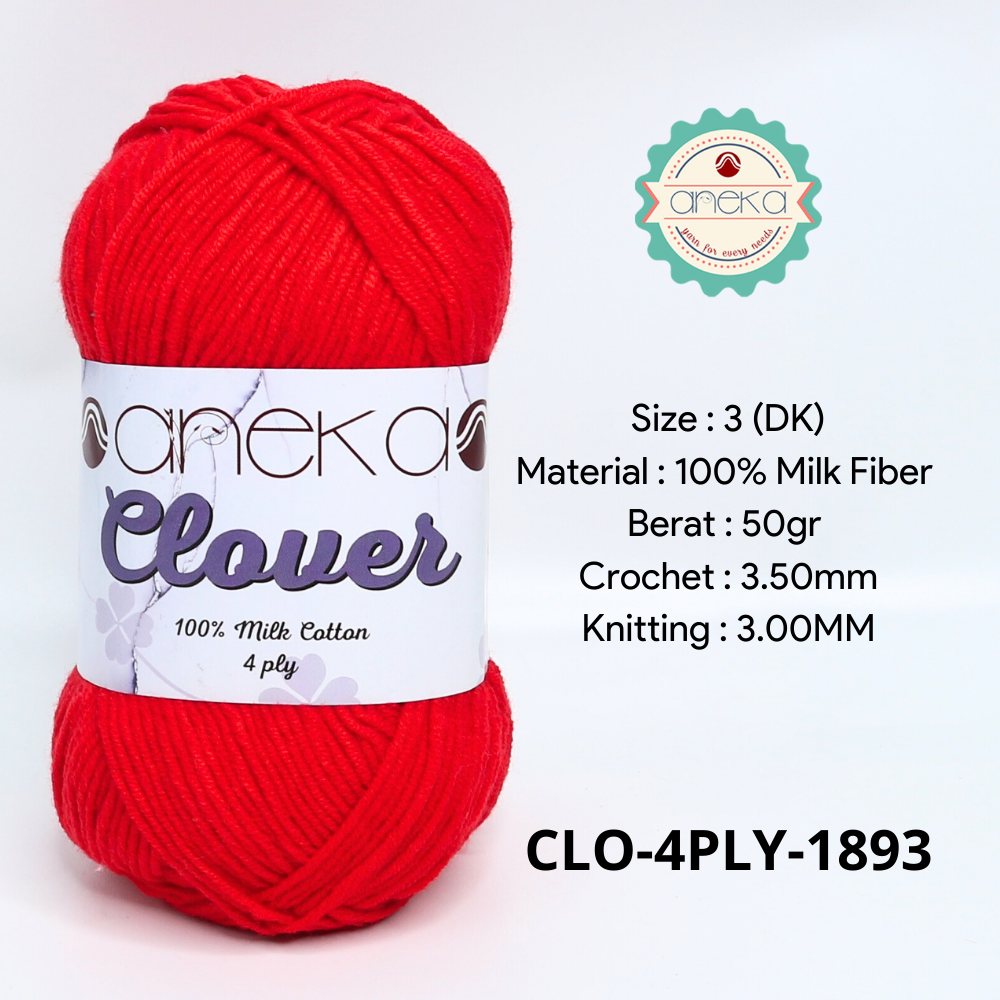 KATALOG - Benang Rajut Clover Katun Susu 4 PLY / 100% Milk Fiber Premium Crochet Knitting Yarn