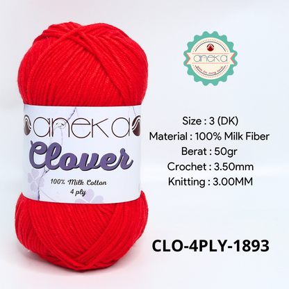 KATALOG - Benang Rajut Clover Katun Susu 4 PLY / 100% Milk Fiber Premium Crochet Knitting Yarn