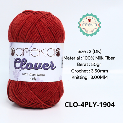 KATALOG - Benang Rajut Clover Katun Susu 4 PLY / 100% Milk Fiber Premium Crochet Knitting Yarn