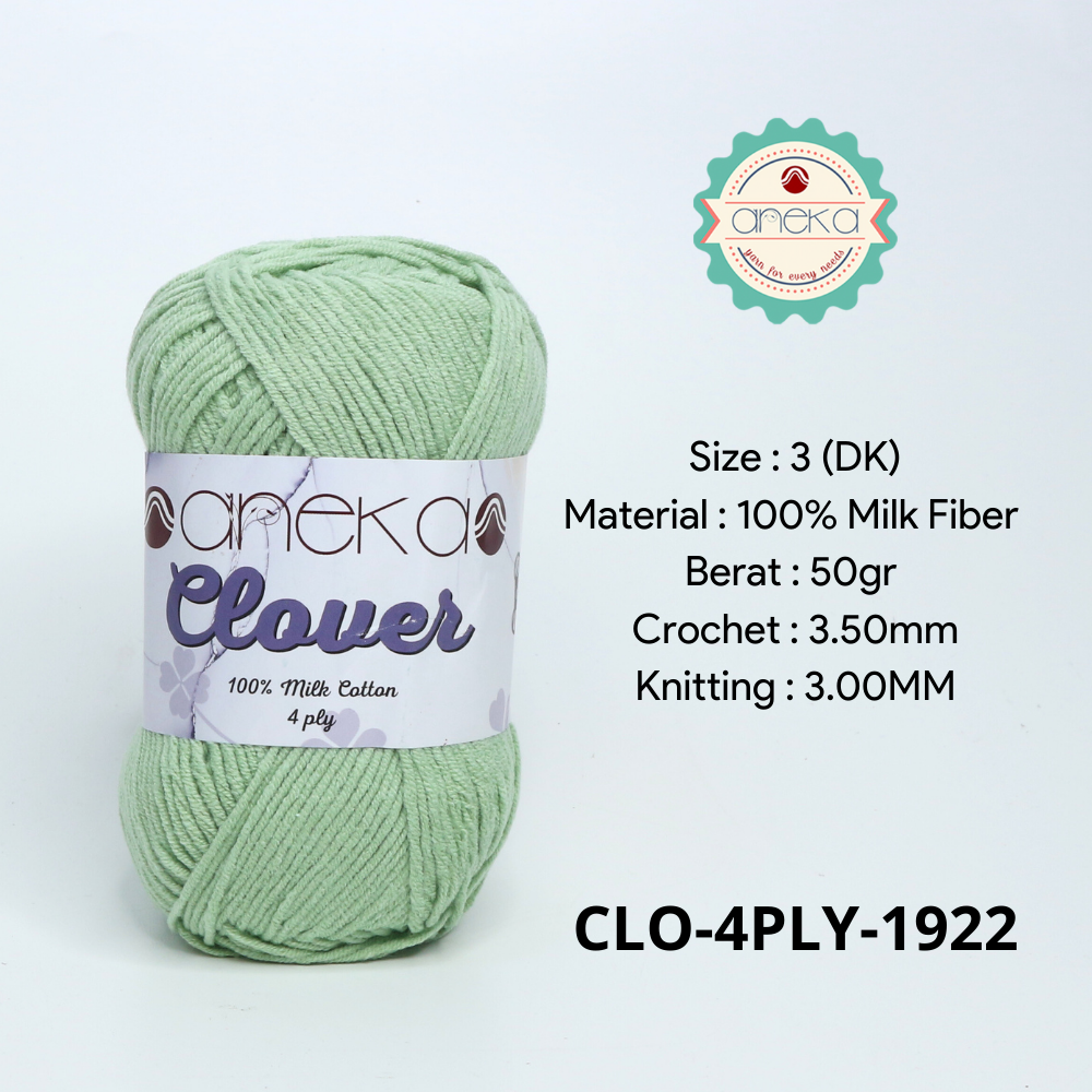 KATALOG - Benang Rajut Clover Katun Susu 4 PLY / 100% Milk Fiber Premium Crochet Knitting Yarn