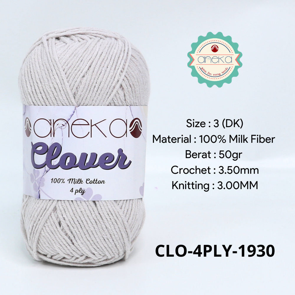 KATALOG - Benang Rajut Clover Katun Susu 4 PLY / 100% Milk Fiber Premium Crochet Knitting Yarn