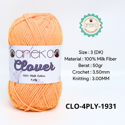 KATALOG - Benang Rajut Clover Katun Susu 4 PLY / 100% Milk Fiber Premium Crochet Knitting Yarn