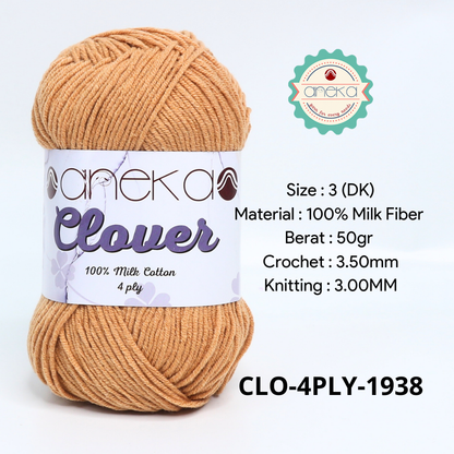 KATALOG - Benang Rajut Clover Katun Susu 4 PLY / 100% Milk Fiber Premium Crochet Knitting Yarn