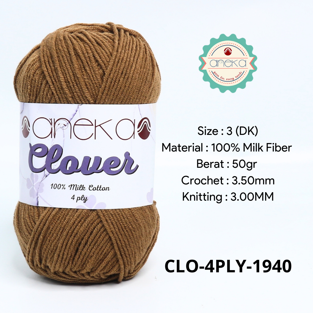 KATALOG - Benang Rajut Clover Katun Susu 4 PLY / 100% Milk Fiber Premium Crochet Knitting Yarn