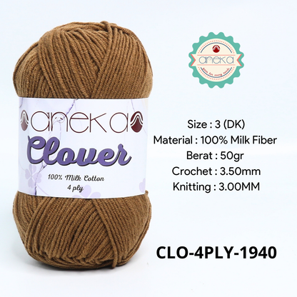 KATALOG - Benang Rajut Clover Katun Susu 4 PLY / 100% Milk Fiber Premium Crochet Knitting Yarn