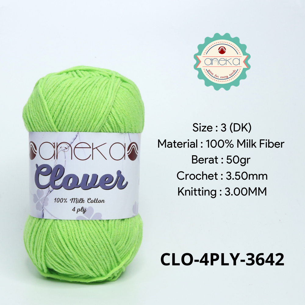 KATALOG - Benang Rajut Clover Katun Susu 4 PLY / 100% Milk Fiber Premium Crochet Knitting Yarn