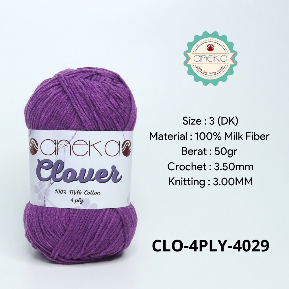 KATALOG - Benang Rajut Clover Katun Susu 4 PLY / 100% Milk Fiber Premium Crochet Knitting Yarn