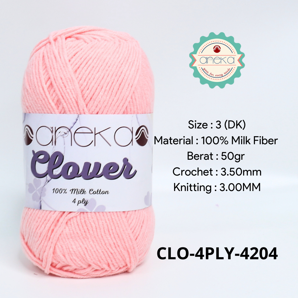 KATALOG - Benang Rajut Clover Katun Susu 4 PLY / 100% Milk Fiber Premium Crochet Knitting Yarn