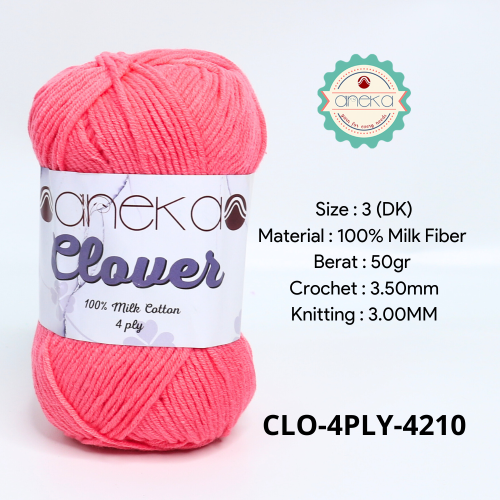 KATALOG - Benang Rajut Clover Katun Susu 4 PLY / 100% Milk Fiber Premium Crochet Knitting Yarn