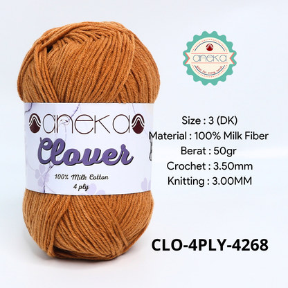 KATALOG - Benang Rajut Clover Katun Susu 4 PLY / 100% Milk Fiber Premium Crochet Knitting Yarn