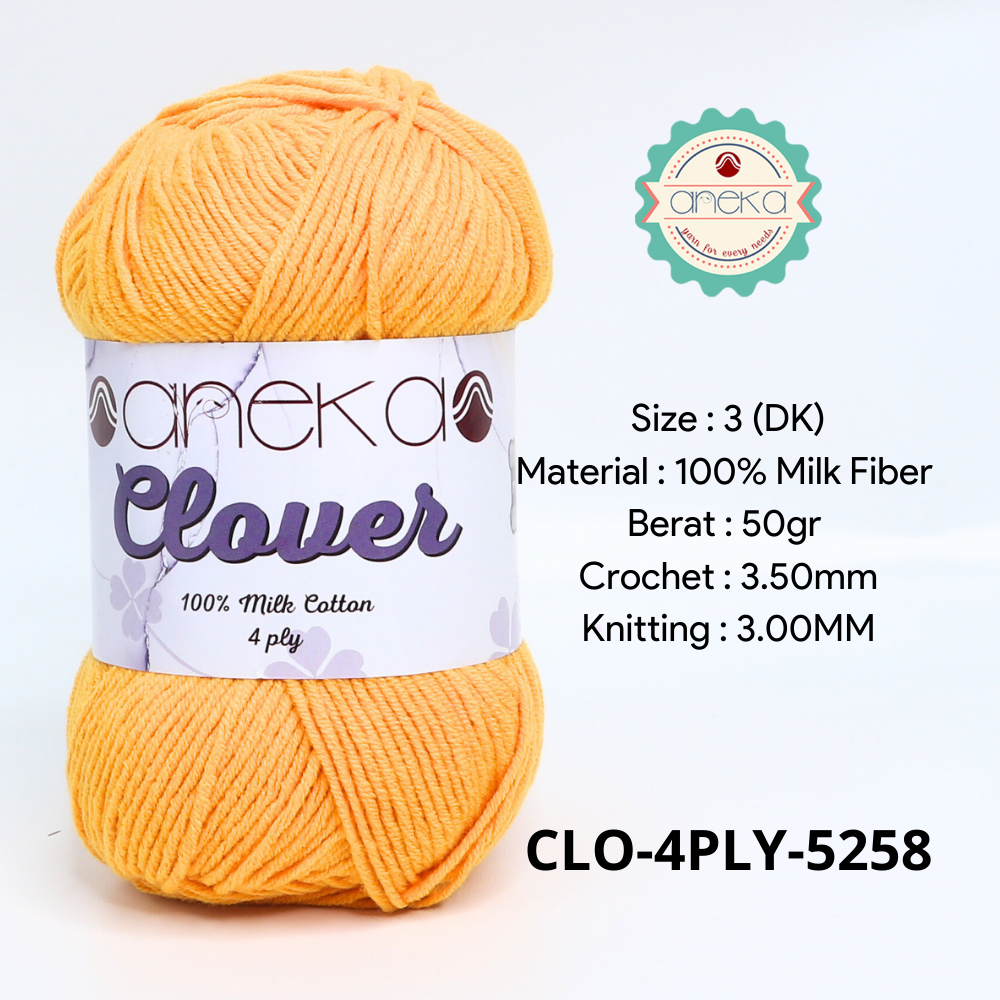 KATALOG - Benang Rajut Clover Katun Susu 4 PLY / 100% Milk Fiber Premium Crochet Knitting Yarn