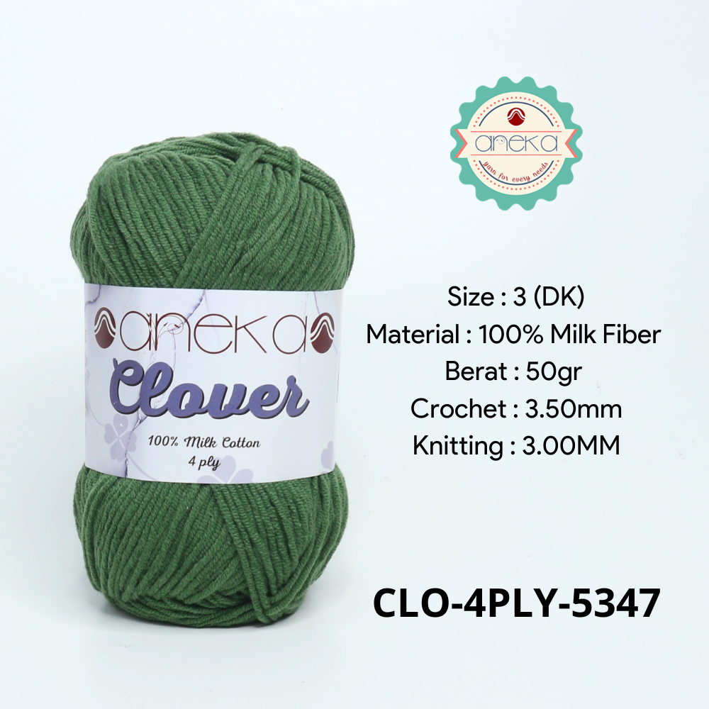 KATALOG - Benang Rajut Clover Katun Susu 4 PLY / 100% Milk Fiber Premium Crochet Knitting Yarn