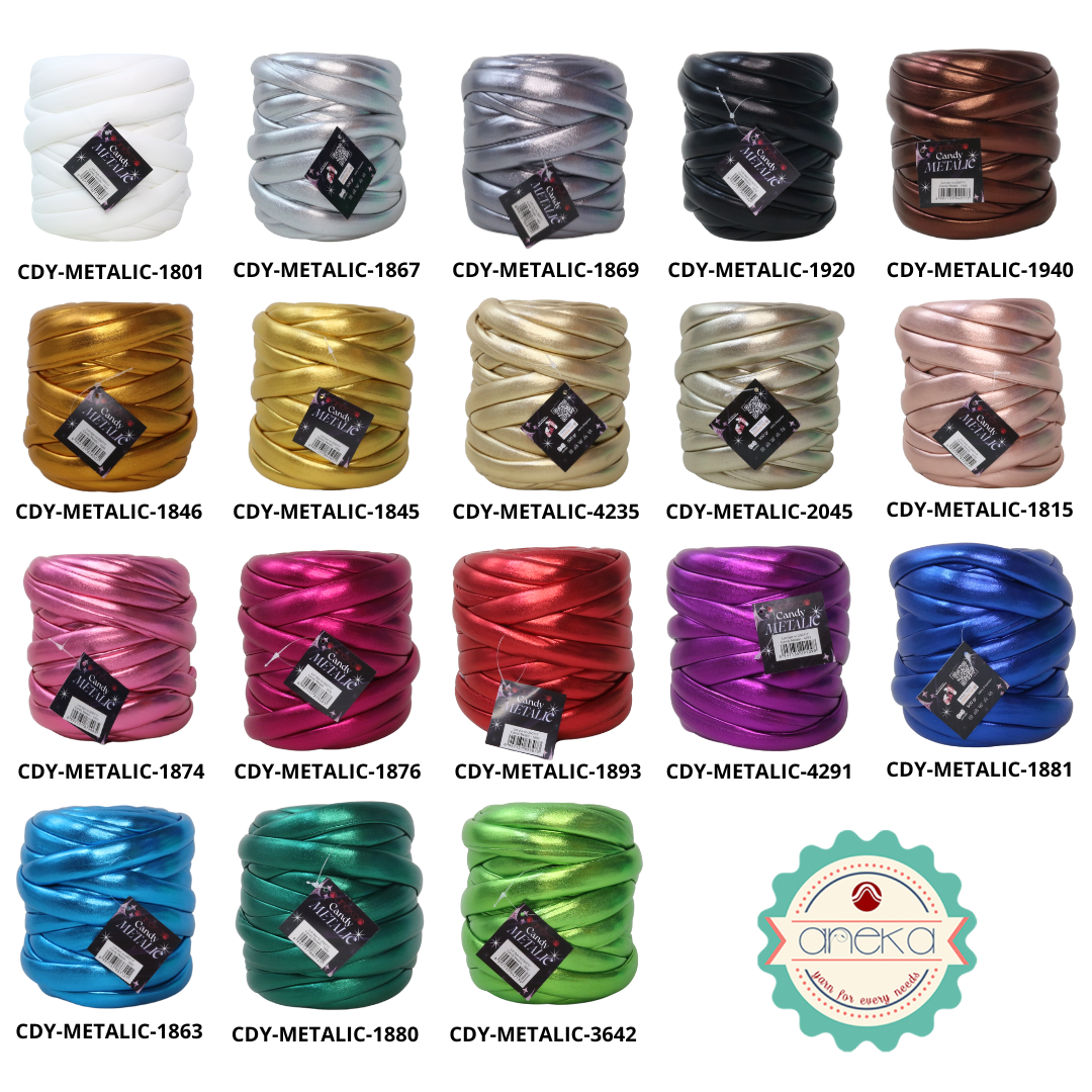 KATALOG - Benang Rajut Candy Metalik / Chunky Metalic Yarn Crochet Knitting Yarn