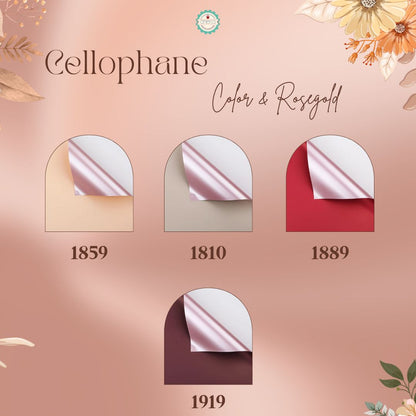 AnekaBenang - [ PACK ] Flower Bouquet Cellophane Paper [ Color &amp; Rosegold ] Flower Wrapping Paper Celophane