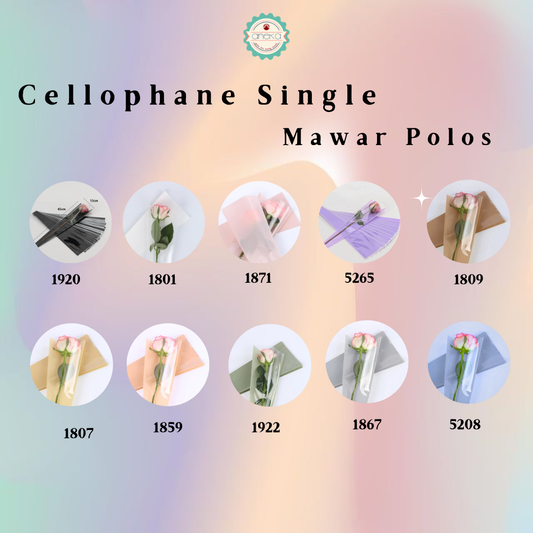 ANEKA - [ 50 Lembar ] Cellophane Plastik Single Bouquet Pembungkus Bunga Mawar Satuan Bungkus Segitiga