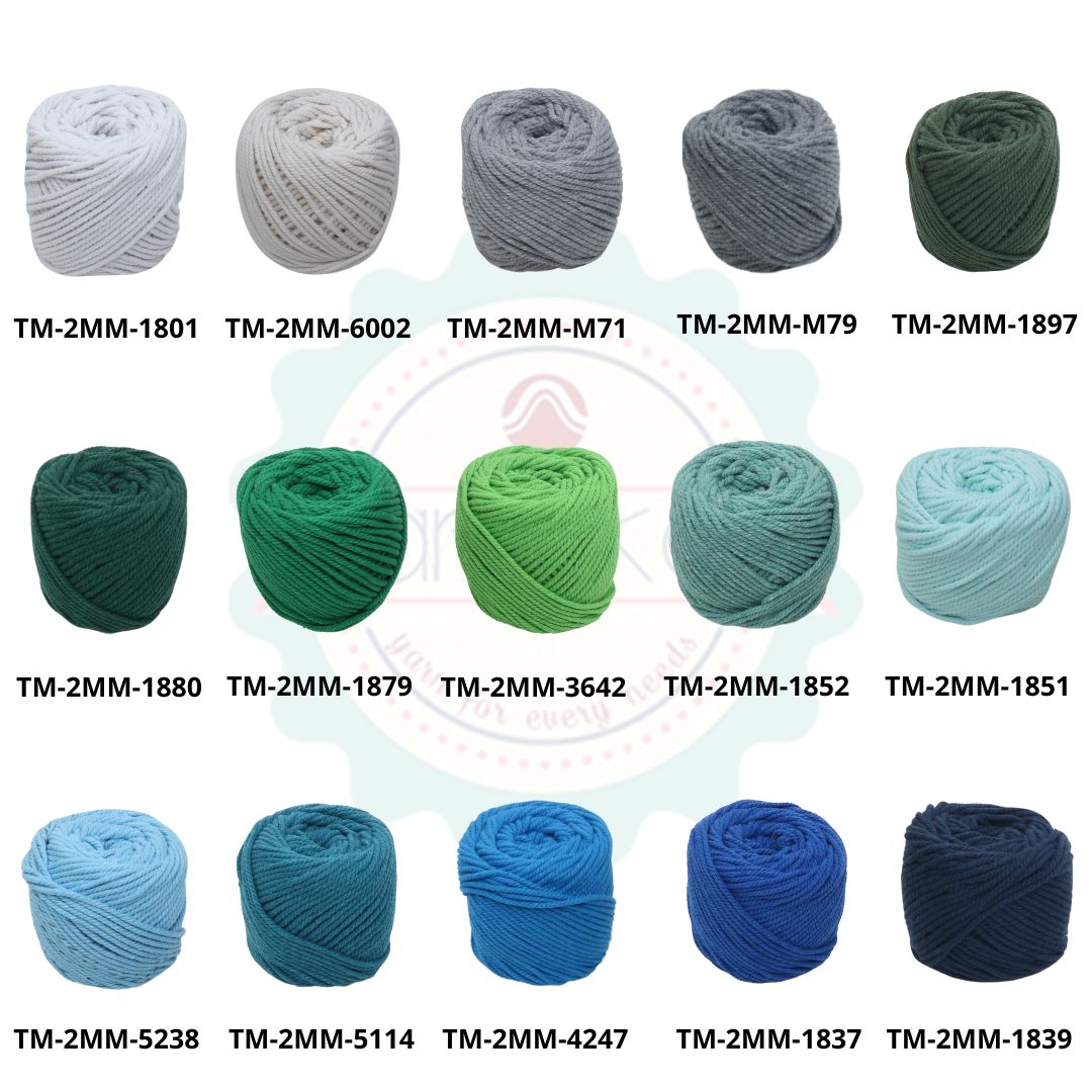 KATALOG - [100gr - 2mm] Benang Tali Katun Makrame Warna / Macrame Cotton Rope