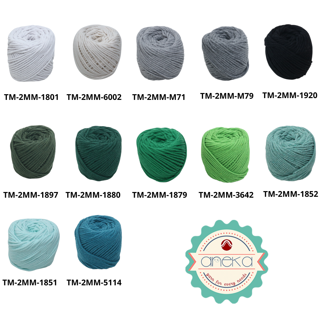 KATALOG - [100gr - 2mm] Benang Tali Katun Makrame Warna / Macrame Cotton Rope