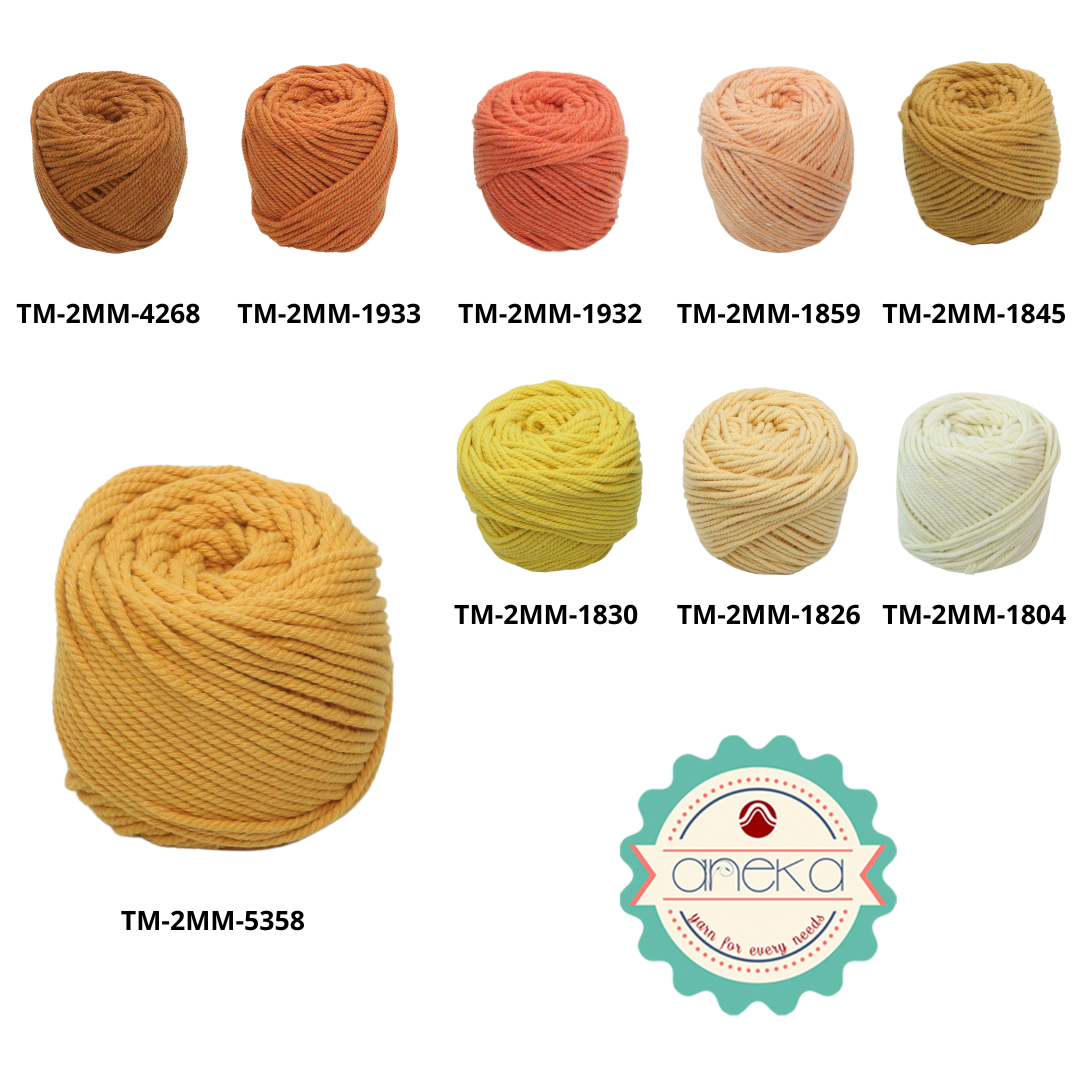 KATALOG - [100gr - 2mm] Benang Tali Katun Makrame Warna / Macrame Cotton Rope