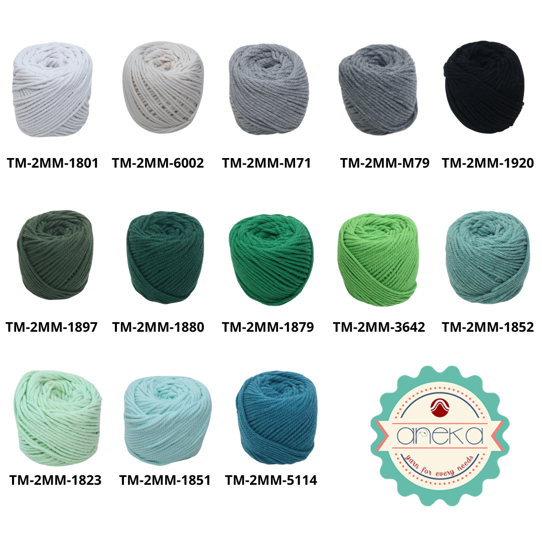 KATALOG - [100gr - 2mm] Benang Tali Katun Makrame Warna / Macrame Cotton Rope